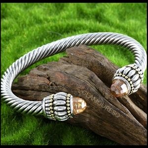 2.53ct Citrine Two-Tone Bangle Bracelet